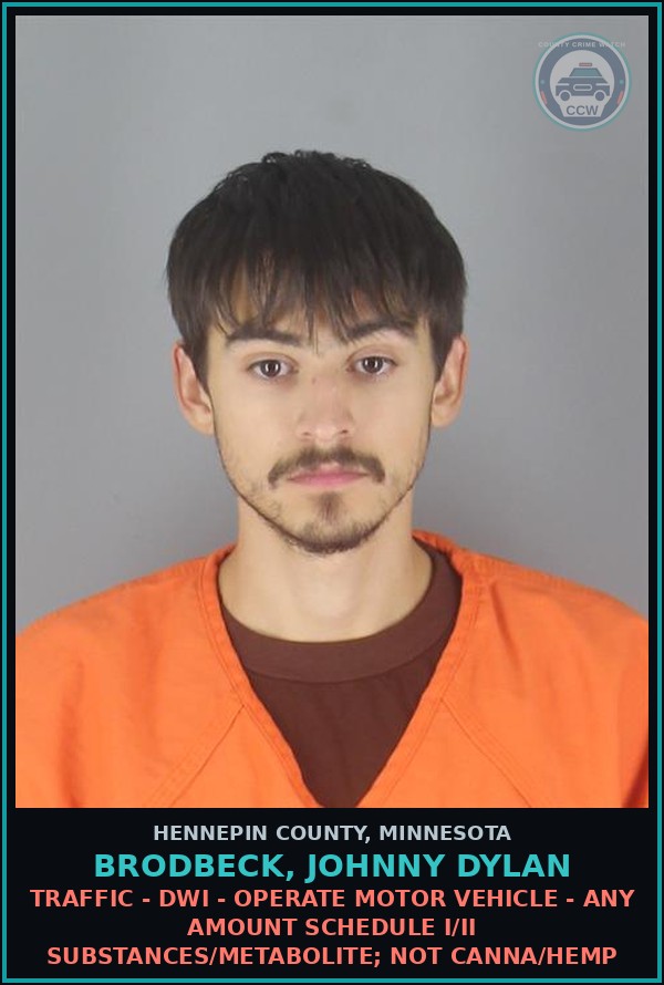 Booking mugshot of BRODBECK, JOHNNY DYLAN in Hennepin County