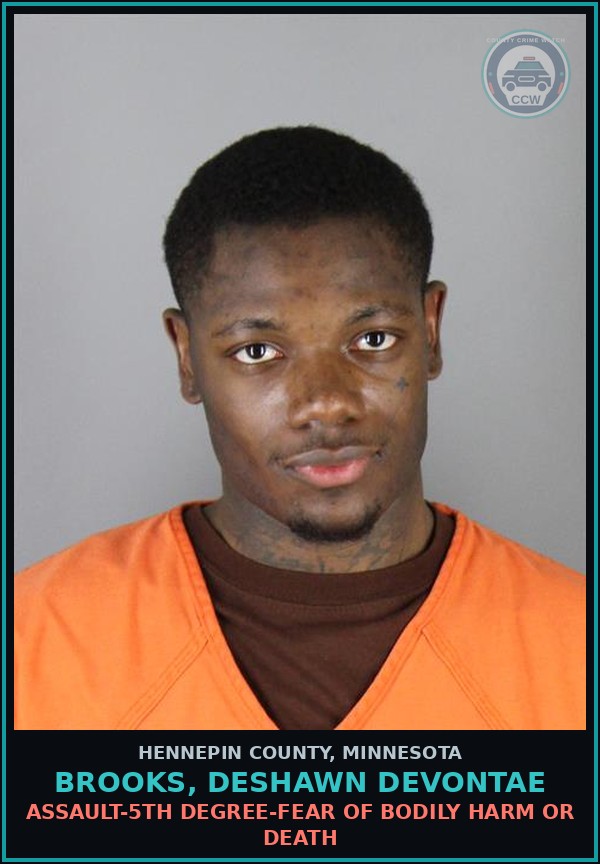 Booking mugshot of BROOKS, DESHAWN DEVONTAE in Hennepin County