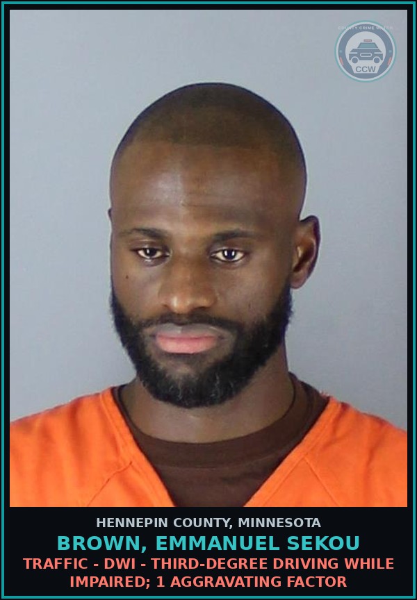 Booking mugshot of BROWN, EMMANUEL SEKOU in Hennepin County
