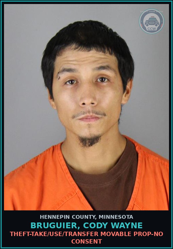 Booking mugshot of BRUGUIER, CODY WAYNE in Hennepin County