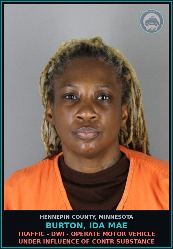 Booking mugshot of BURTON, IDA MAE in Hennepin County