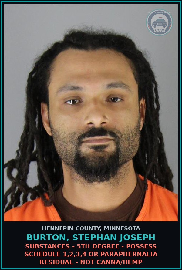 Booking mugshot of BURTON, STEPHAN JOSEPH in Hennepin County