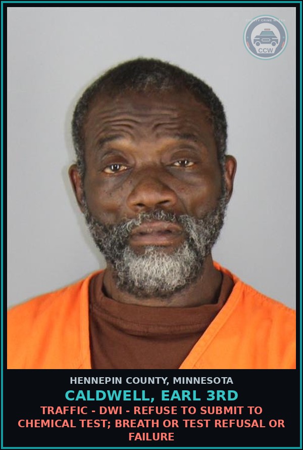Booking mugshot of CALDWELL, EARL 3RD in Hennepin County