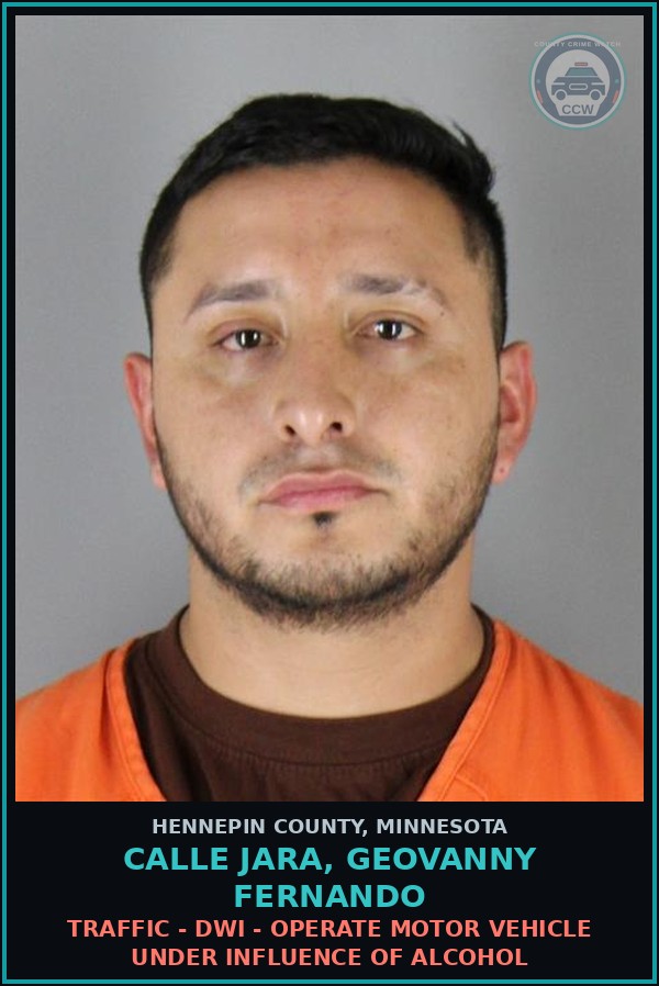 Booking mugshot of CALLE JARA, GEOVANNY FERNANDO in Hennepin County