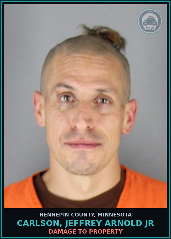 Booking mugshot of CARLSON, JEFFREY ARNOLD JR in Hennepin County
