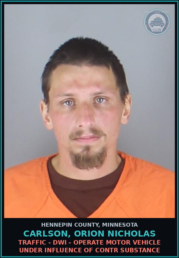 Booking mugshot of CARLSON, ORION NICHOLAS in Hennepin County