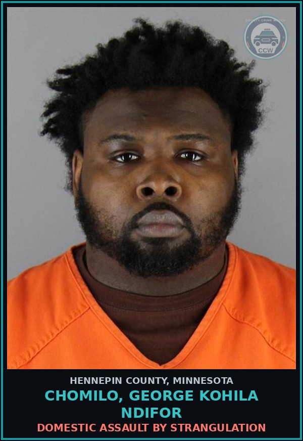Booking mugshot of CHOMILO, GEORGE KOHILA NDIFOR in Hennepin County