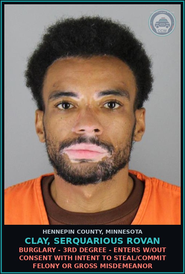 Booking mugshot of CLAY, SERQUARIOUS ROVAN in Hennepin County