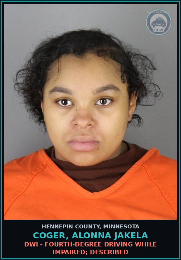 Booking mugshot of COGER, ALONNA JAKELA in Hennepin County