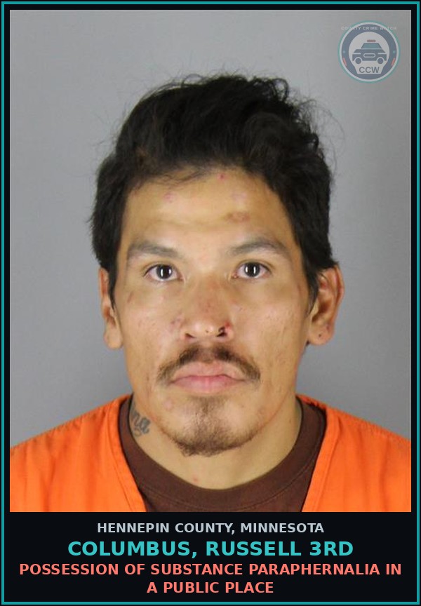 Booking mugshot of COLUMBUS, RUSSELL 3RD in Hennepin County