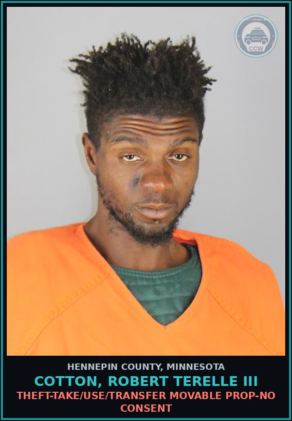 Booking mugshot of COTTON, ROBERT TERELLE III in Hennepin County