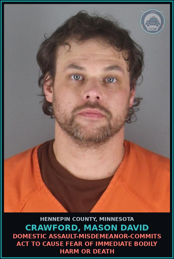 Booking mugshot of CRAWFORD, MASON DAVID in Hennepin County