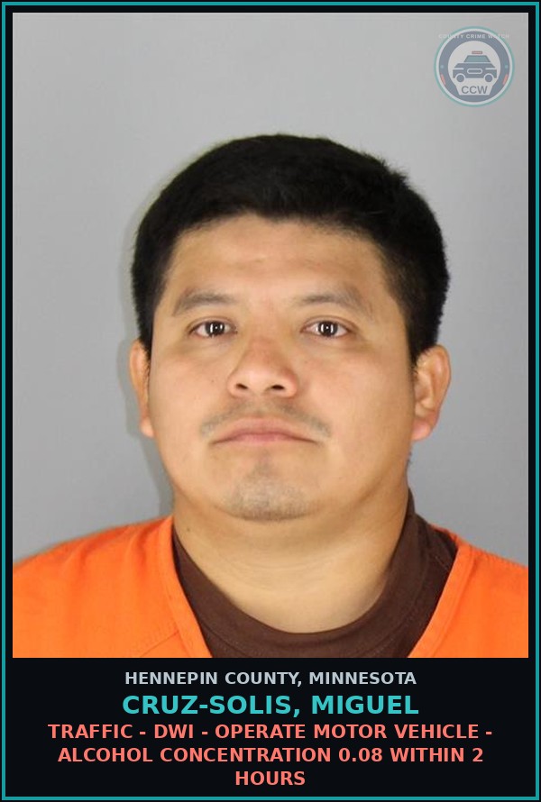 Booking mugshot of CRUZ-SOLIS, MIGUEL in Hennepin County