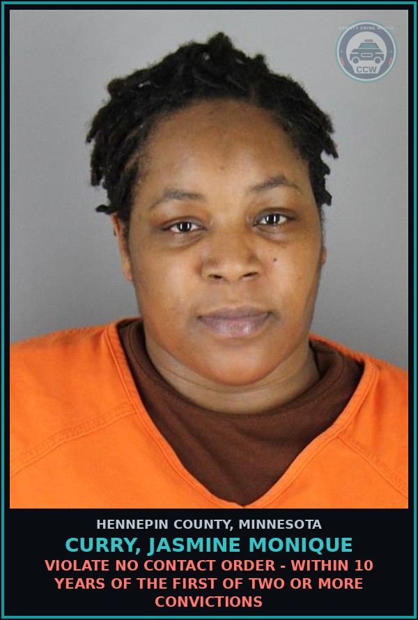 Booking mugshot of CURRY, JASMINE MONIQUE in Hennepin County
