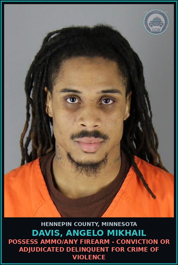 Booking mugshot of DAVIS, ANGELO MIKHAIL in Hennepin County