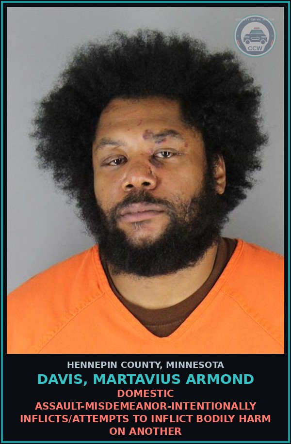 Booking mugshot of DAVIS, MARTAVIUS ARMOND in Hennepin County