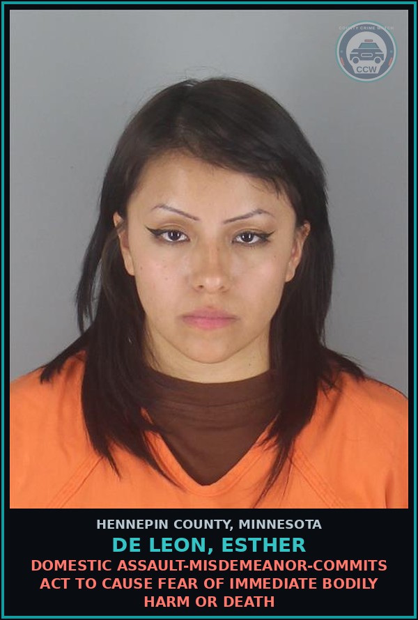 Booking mugshot of DE LEON, ESTHER in Hennepin County