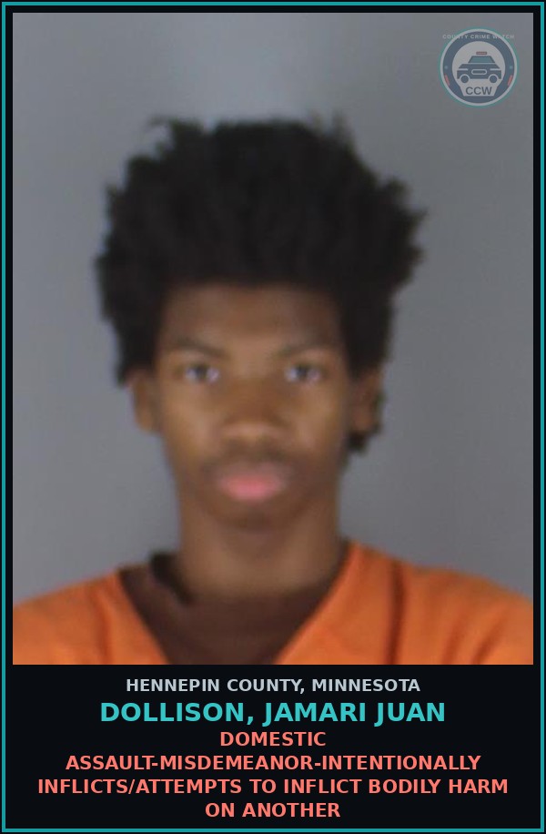 Booking mugshot of DOLLISON, JAMARI JUAN in Hennepin County