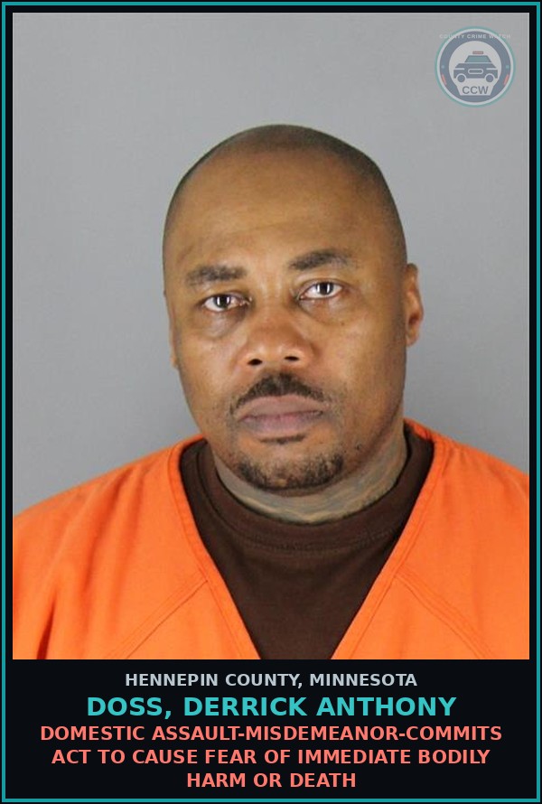 Booking mugshot of DOSS, DERRICK ANTHONY in Hennepin County