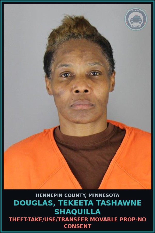 Booking mugshot of DOUGLAS, TEKEETA TASHAWNE SHAQUILLA in Hennepin County