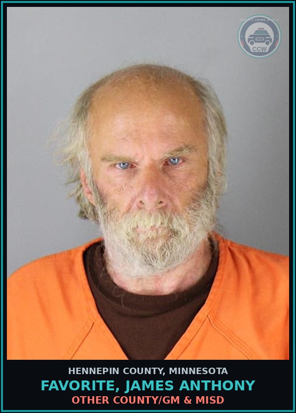 Booking mugshot of FAVORITE, JAMES ANTHONY in Hennepin County