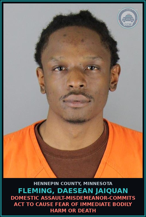 Booking mugshot of FLEMING, DAESEAN JAIQUAN in Hennepin County