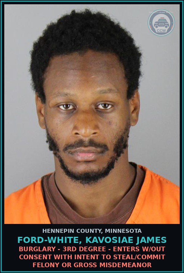 Booking mugshot of FORD-WHITE, KAVOSIAE JAMES in Hennepin County