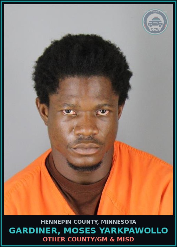 Booking mugshot of GARDINER, MOSES YARKPAWOLLO in Hennepin County