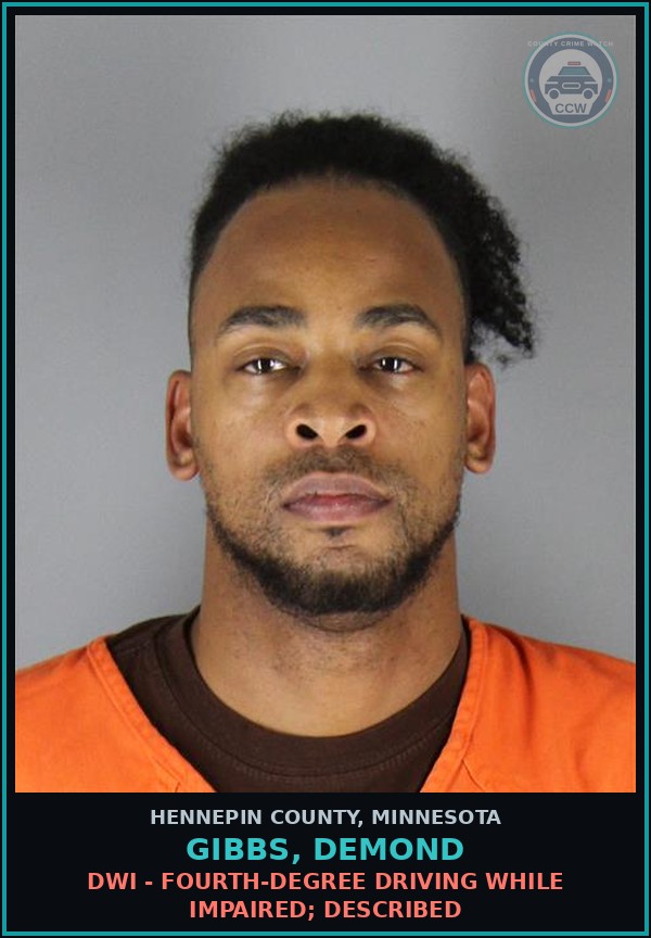 Booking mugshot of GIBBS, DEMOND in Hennepin County