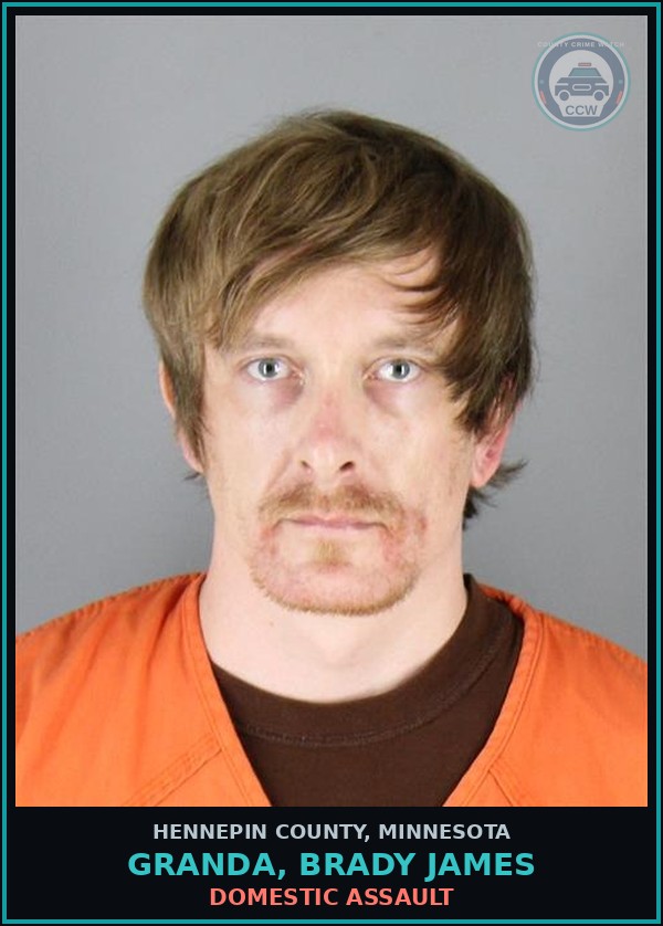 Booking mugshot of GRANDA, BRADY JAMES in Hennepin County