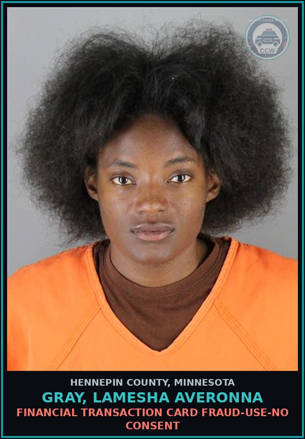 Booking mugshot of GRAY, LAMESHA AVERONNA in Hennepin County