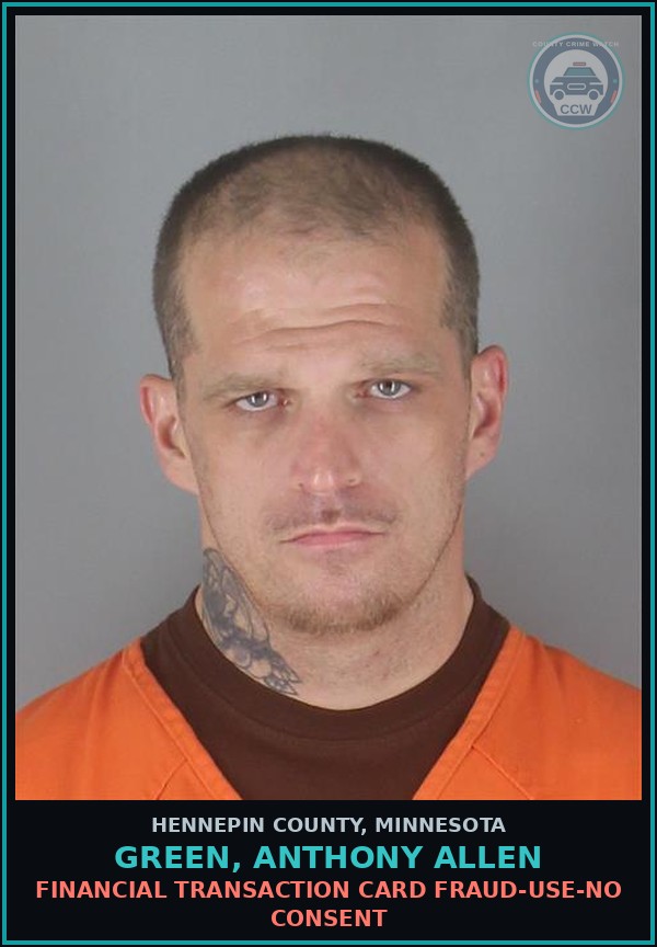Booking mugshot of GREEN, ANTHONY ALLEN in Hennepin County