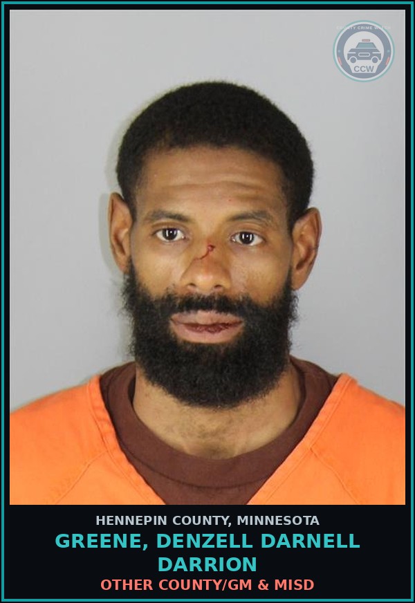 Booking mugshot of GREENE, DENZELL DARNELL DARRION in Hennepin County
