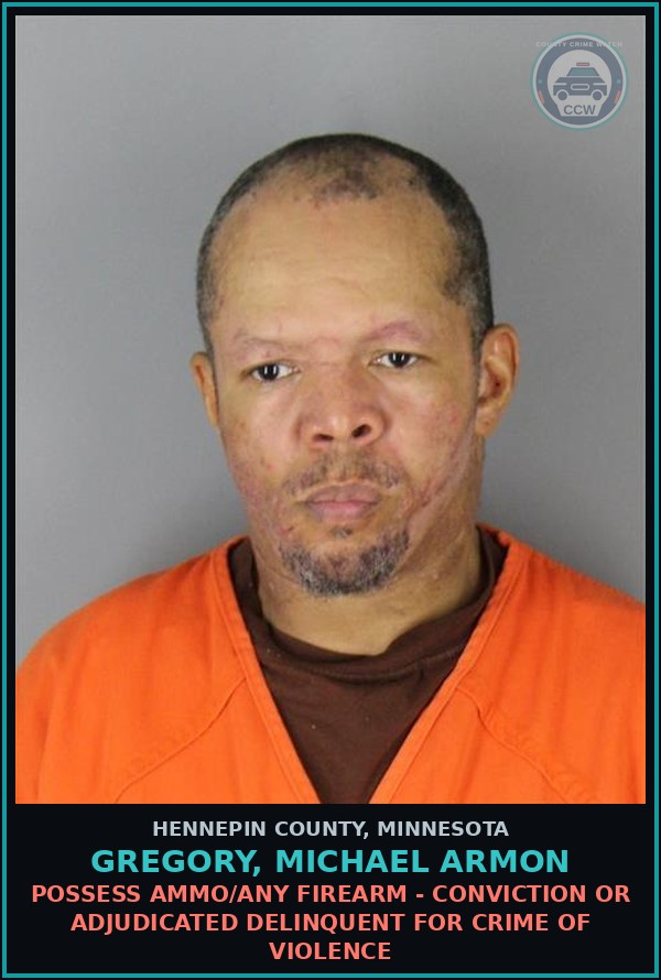 Booking mugshot of GREGORY, MICHAEL ARMON in Hennepin County