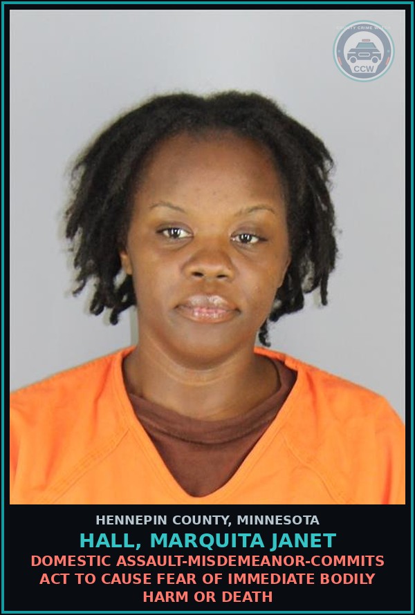 Booking mugshot of HALL, MARQUITA JANET in Hennepin County
