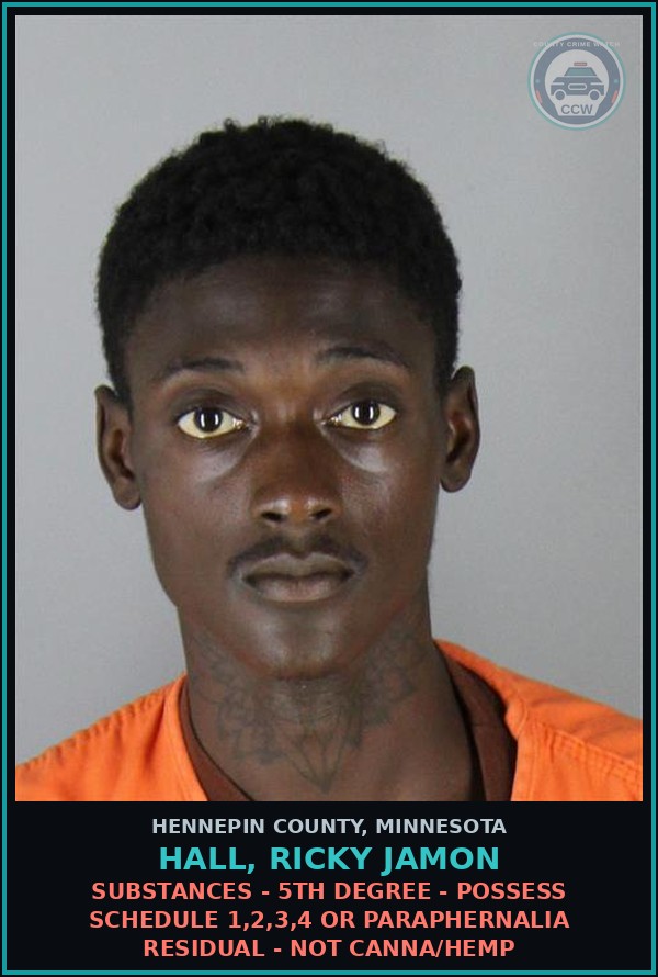 Booking mugshot of HALL, RICKY JAMON in Hennepin County