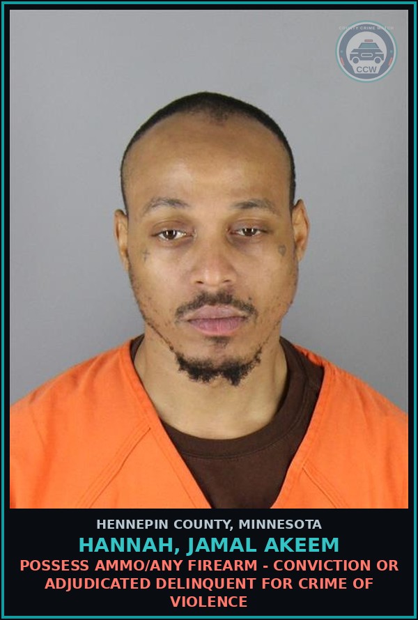 Booking mugshot of HANNAH, JAMAL AKEEM in Hennepin County