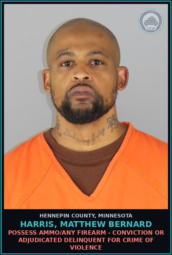 Booking mugshot of HARRIS, MATTHEW BERNARD in Hennepin County