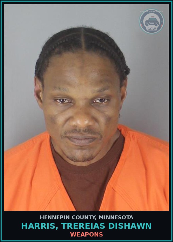 Booking mugshot of HARRIS, TREREIAS DISHAWN in Hennepin County