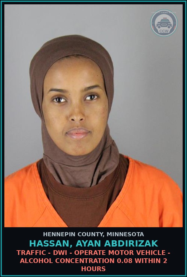 Booking mugshot of HASSAN, AYAN ABDIRIZAK in Hennepin County