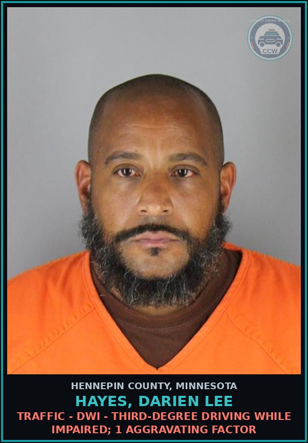Booking mugshot of HAYES, DARIEN LEE in Hennepin County