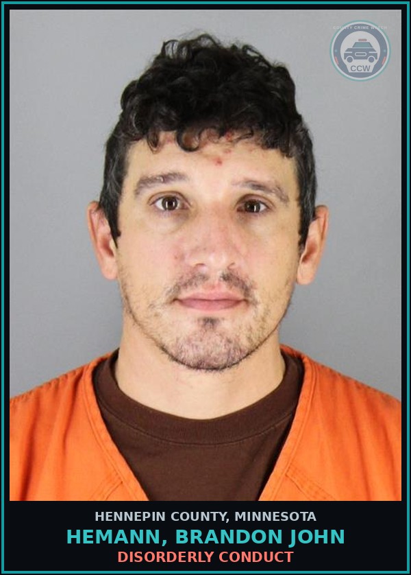 Booking mugshot of HEMANN, BRANDON JOHN in Hennepin County