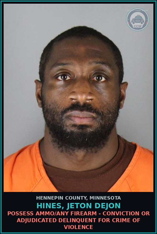 Booking mugshot of HINES, JETON DEJON in Hennepin County