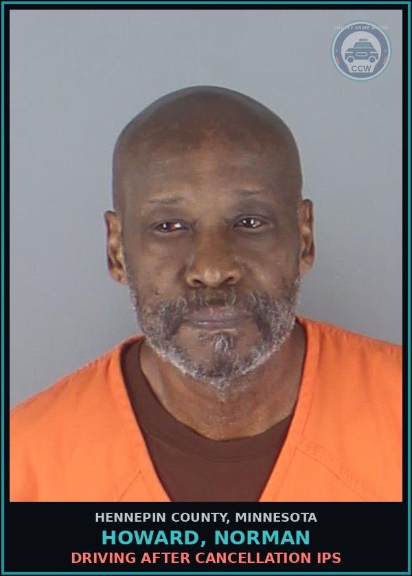 Booking mugshot of HOWARD, NORMAN in Hennepin County