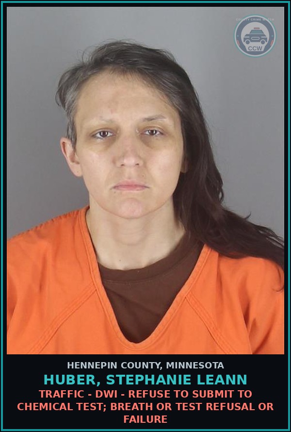 Booking mugshot of HUBER, STEPHANIE LEANN in Hennepin County