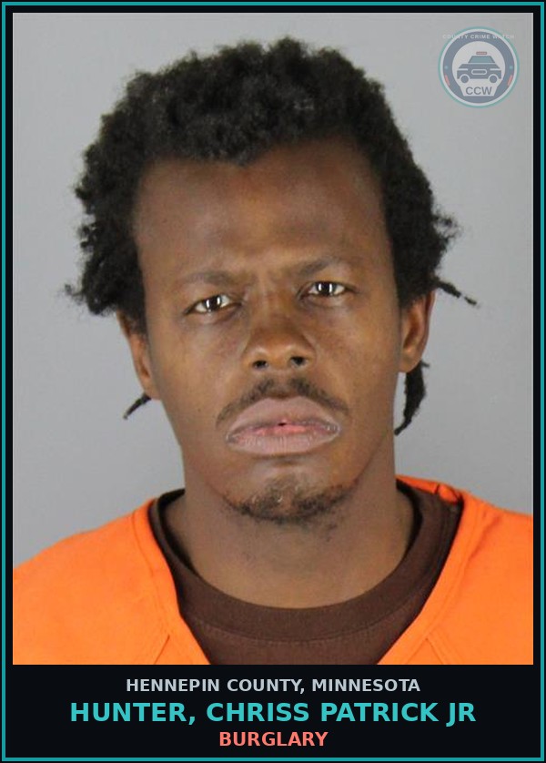 Booking mugshot of HUNTER, CHRISS PATRICK JR in Hennepin County