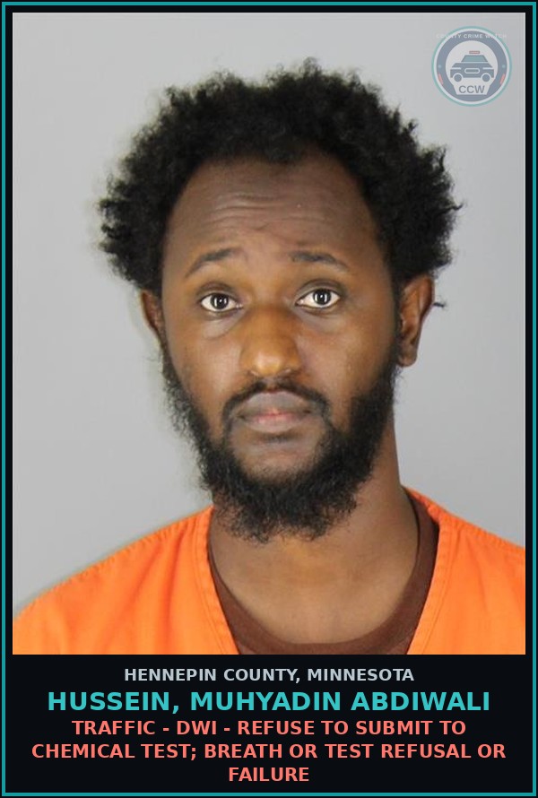 Booking mugshot of HUSSEIN, MUHYADIN ABDIWALI in Hennepin County