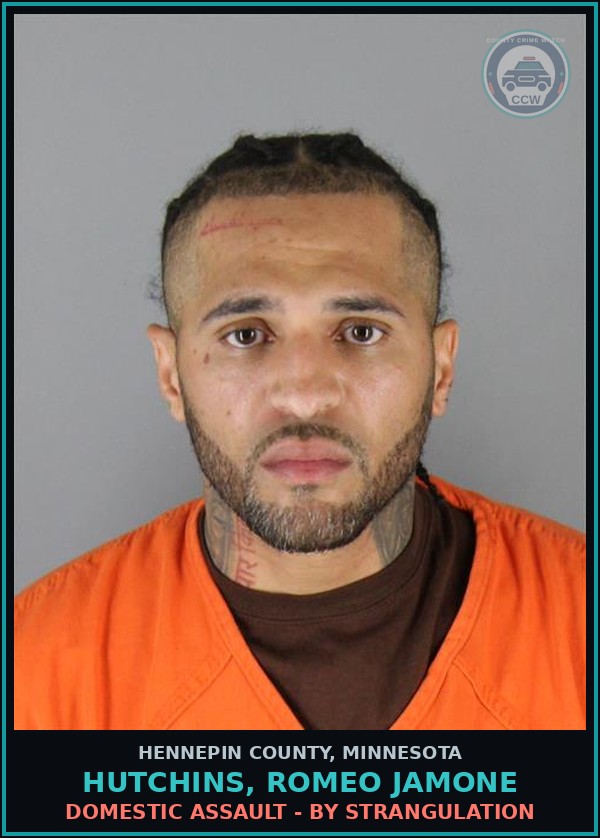 Booking mugshot of HUTCHINS, ROMEO JAMONE in Hennepin County