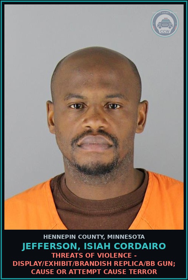 Booking mugshot of JEFFERSON, ISIAH CORDAIRO in Hennepin County