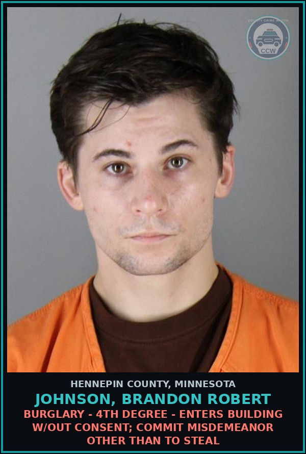 Booking mugshot of JOHNSON, BRANDON ROBERT in Hennepin County